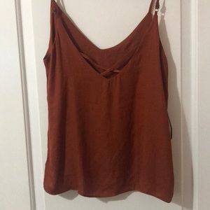 Burnt Orange V Neck Cut Out Blouse